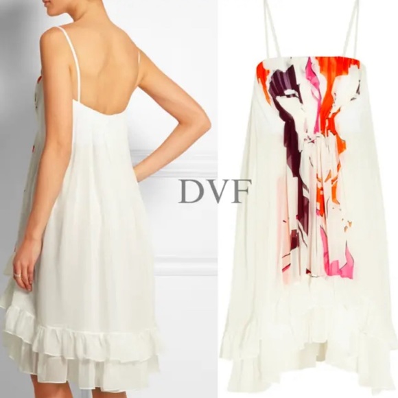 NWT Diane von Furstenberg Runway Sybil Chiffon Silk Dress Strap High Low… - Picture 4 of 4